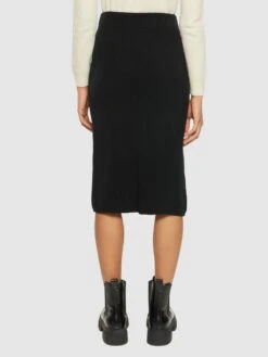 Wool Midth Lengt Rib Knit Skirt - Black Jet -Knowledge Cotton Apparel Store Wool midth lengt rib knit skirt Skirts 2040013 1300 Black Jet 11