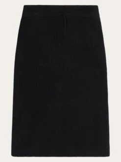 Wool Midth Lengt Rib Knit Skirt - Black Jet