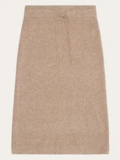 Wool Midth Lengt Rib Knit Skirt - Kelp Melange
