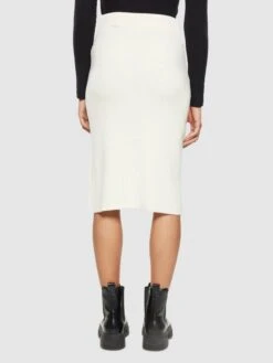 Wool Midth Lengt Rib Knit Skirt - Egret 9 Wool Midth Lengt Rib Knit Skirt - Egret -Knowledge Cotton Apparel Store Wool midth lengt rib knit skirt Skirts 2040013 1387 Egret 2