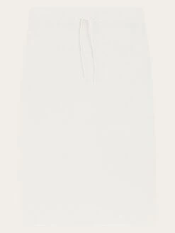 Wool Midth Lengt Rib Knit Skirt - Egret